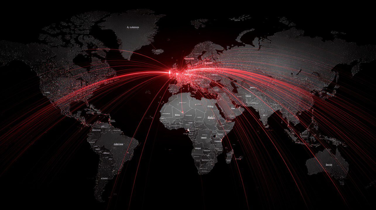 Mapa mundial con conexiones digitales representando operativa SEO internacional multipaís
