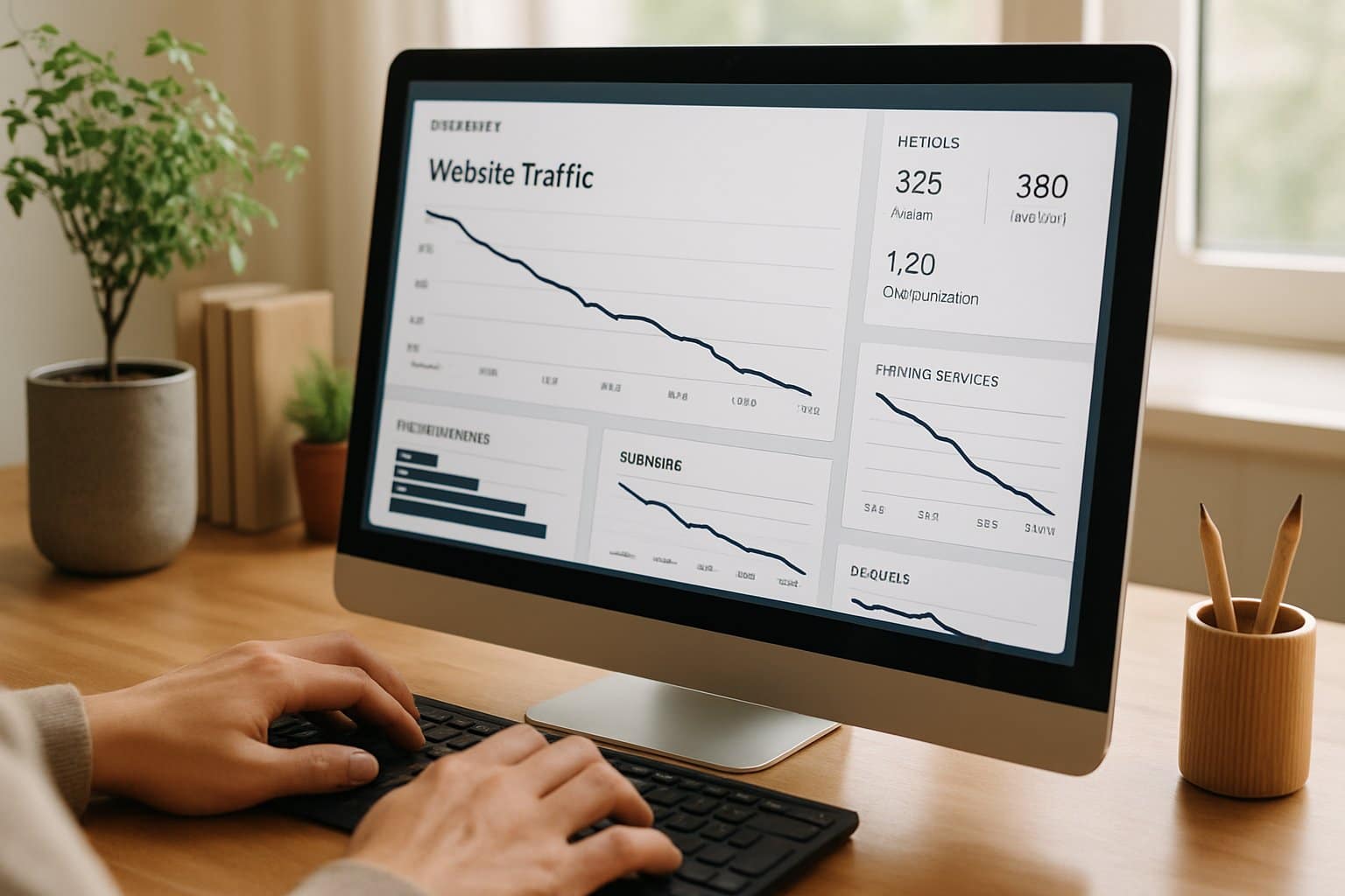 Análisis de caída de tráfico orgánico en dashboard analítico tras penalización SEO